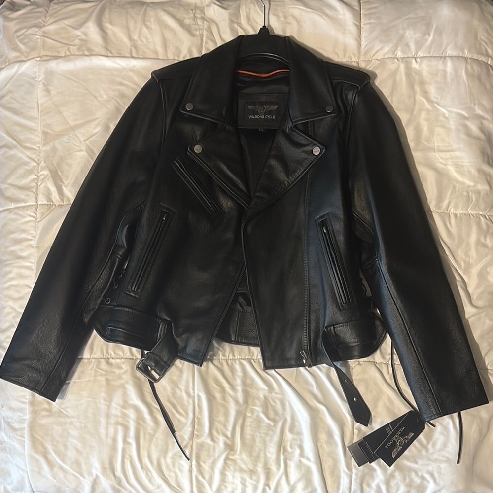 Wilson’s Leather Women’s Black Leather Motorcycle Jacket with Detachable Liner
